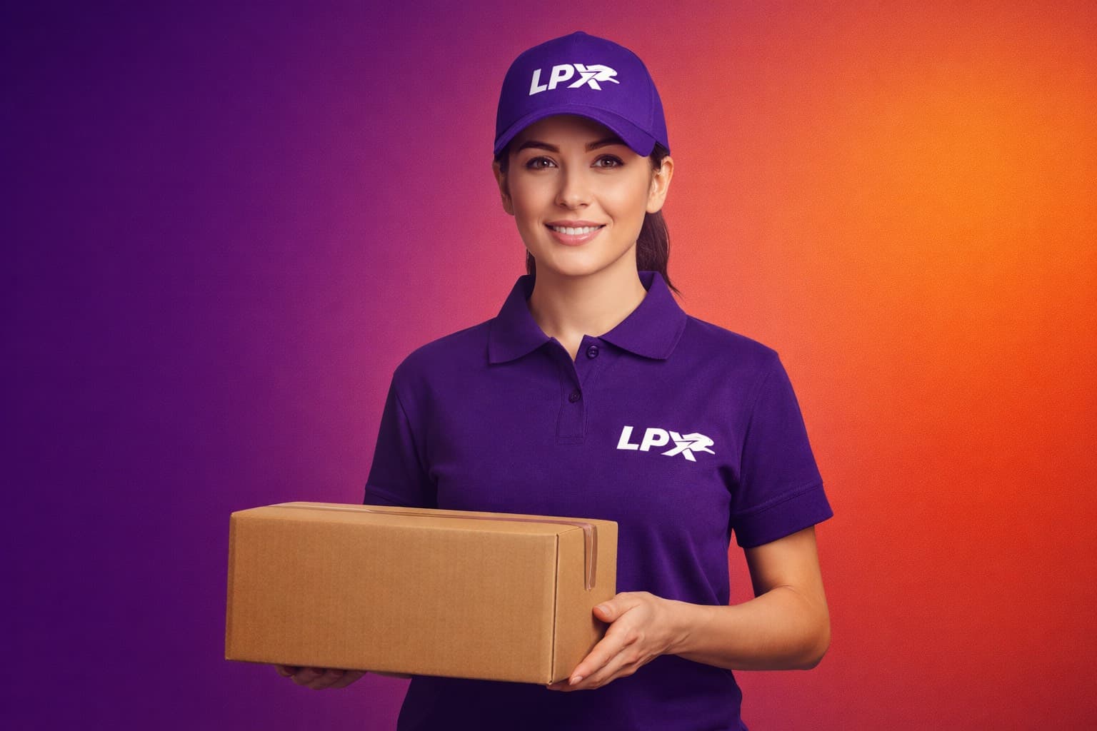 Caminhão de entrega em alta velocidade em uma estrada, simbolizando rapidez e eficiência.